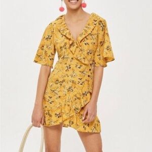 🌻5/$30🌻 TOP SHOP Floral Frill Wrap Dress